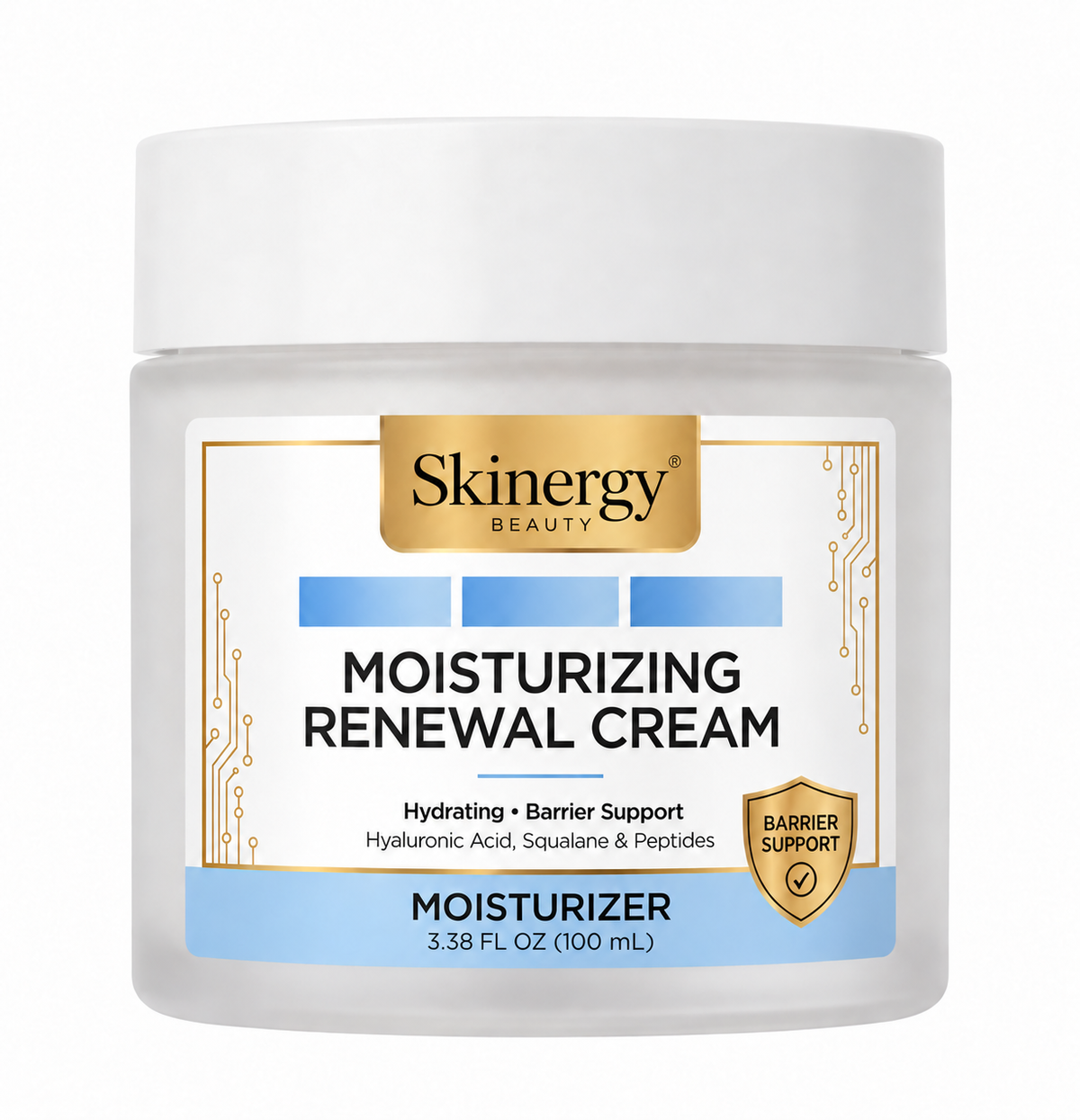Skinergy Beauty Moisturizing Renewal Cream 100 mL (3.38 fl oz), with Hyaluronic Acid, Squalane and Peptides.